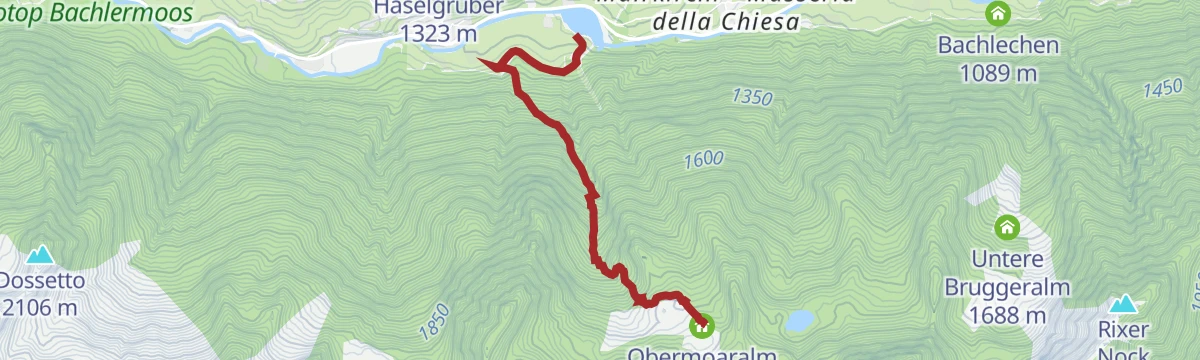Route map: Trekking tour Obermair Alp hut